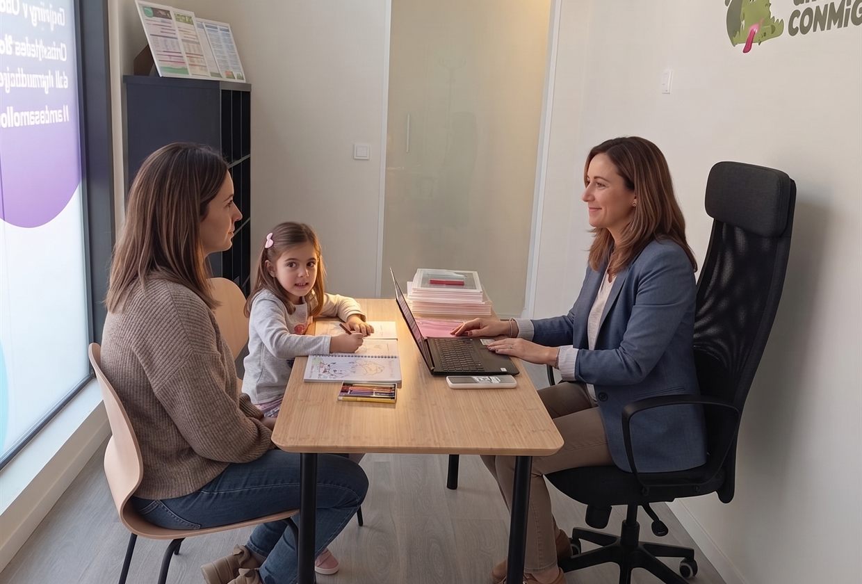 Una madre y su hija en una sesión con una profesional de anda CONMiGO